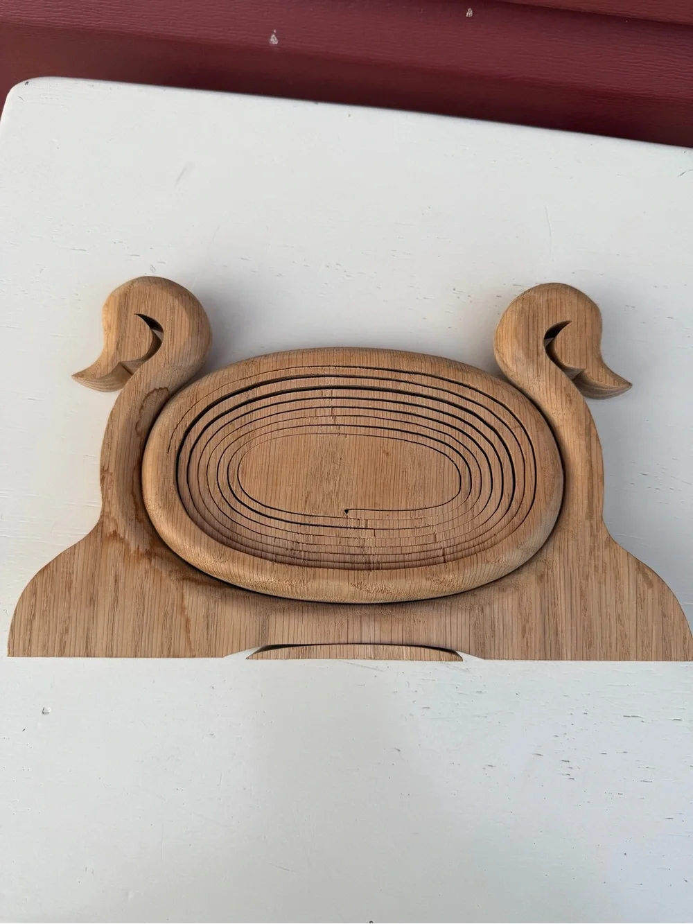 Handcrafted Natural Wood Swan Bread Bowl Holder